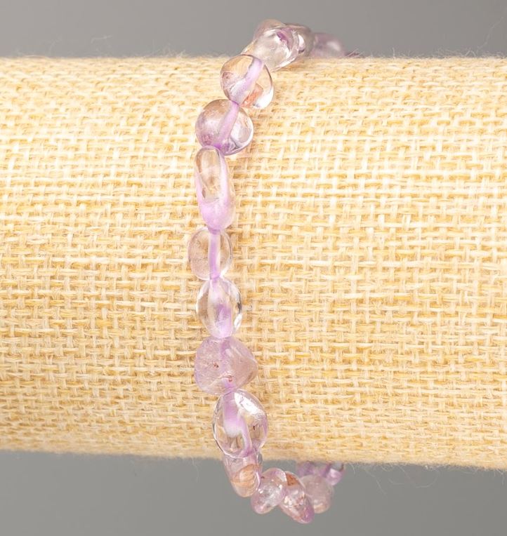 Bracelet with natural amethyst - tumbled stones, diameter 8x5 mm, length 18 cm