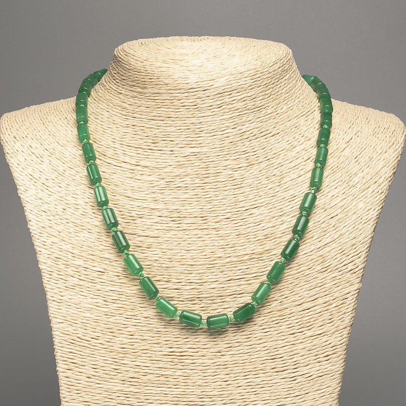 Chrysoprase Necklace with natural stone, smooth cylindrical beads, diameter 10x6 mm ±, length 49 cm ±