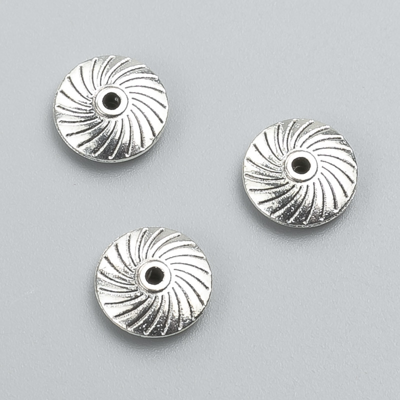 Bead-insert findings, diameter 11×3 mm, packaging 20 g, 17 pcs ±, metal color 'silver'