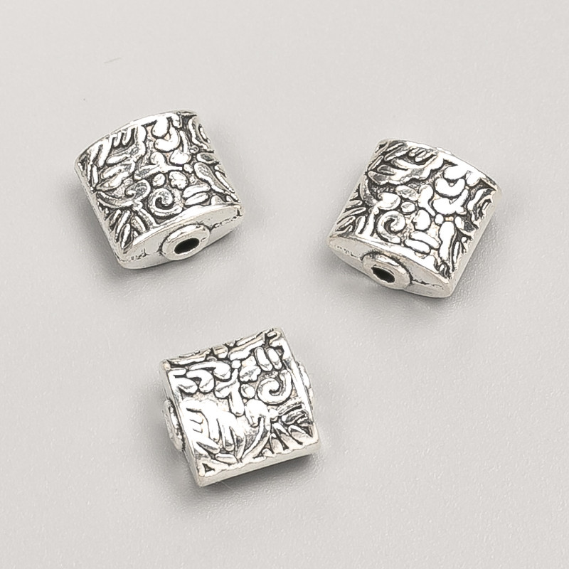 Bead-inlay bead, diameter 10×5 mm, pack 20 g, 9 pcs ±, metal color 'silver'