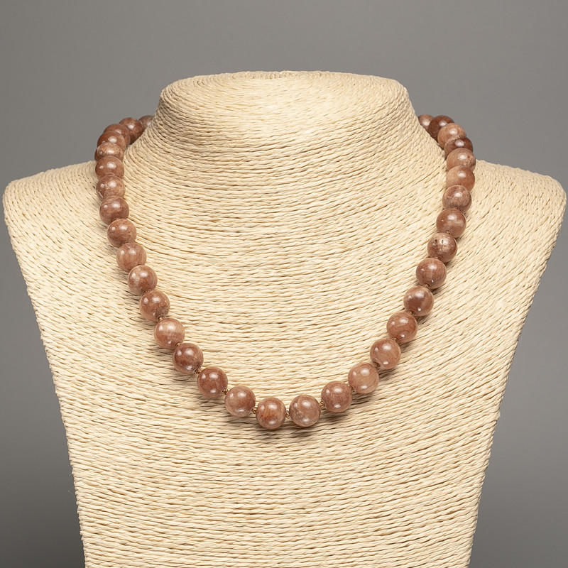Necklace 'Jasper' with smooth beads, 10 mm diameter, 50 cm length, white nephrite (synthetically dyed)