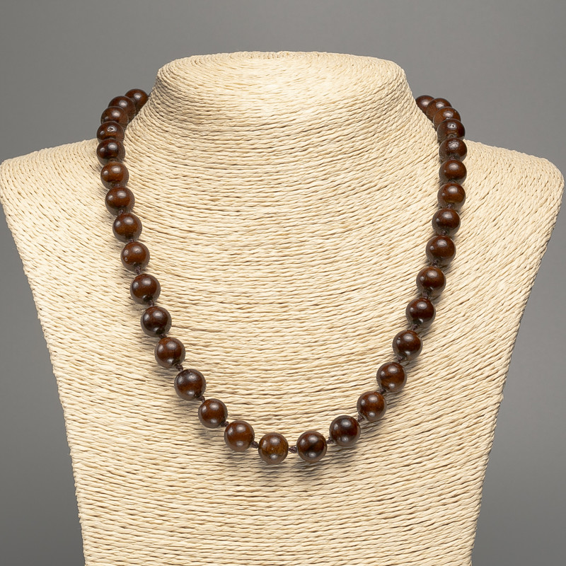 Necklace 'Tiger's Eye' smooth beads, 10 mm diameter, 50 cm length, made of white nephrite (synthetically dyed)