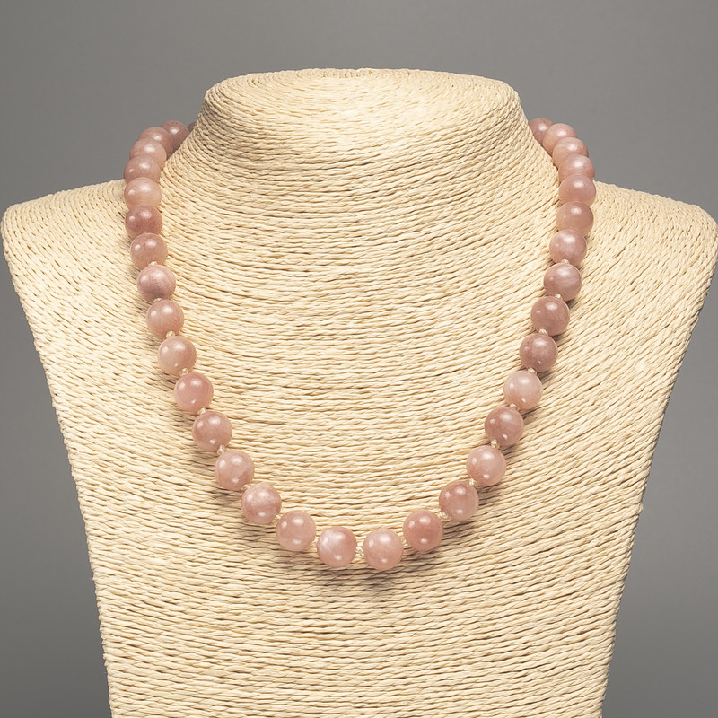 Necklace 'Selenite' smooth beads, 12mm diameter ±, 50cm length ±, made of white nephrite (synthetically dyed)