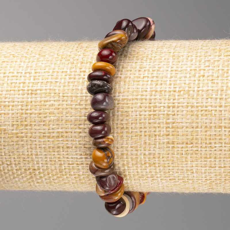Faceted Mookaite Jasper Bracelet, 6x9 mm beads, on elastic, length 18 cm+