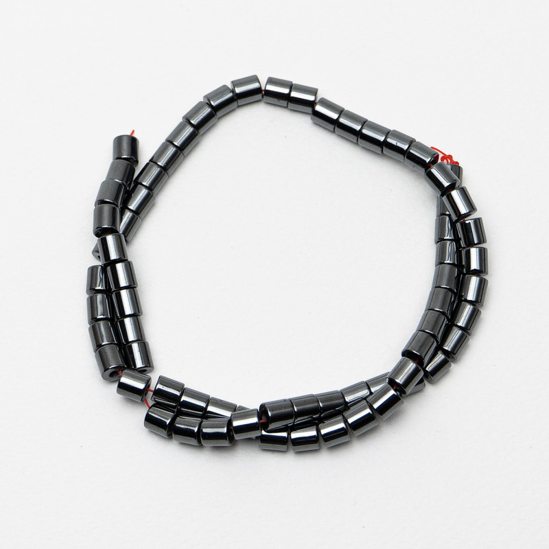 Hematite Cylindrical Beads, diameter 6x6 mm, length 40 cm on thread