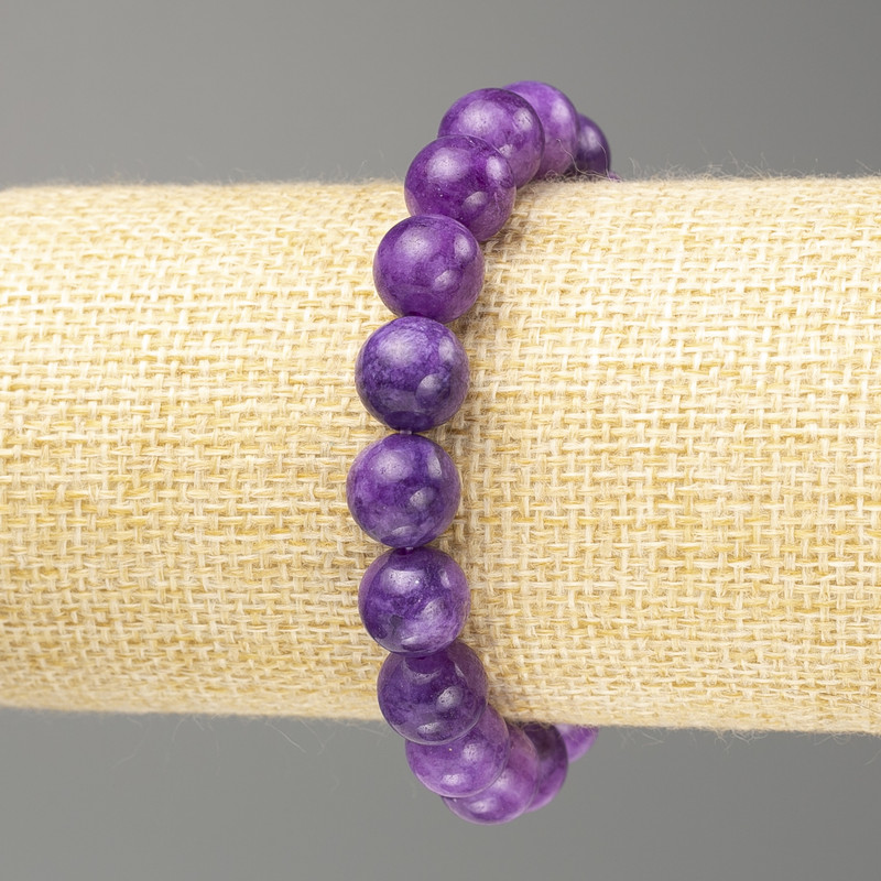 Sugilite bracelet with smooth beads, 10 mm diameter, 18 cm length (stretch)
