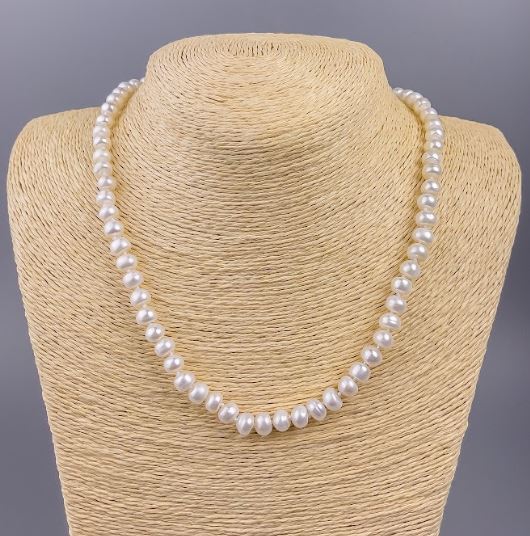 River Pearl Necklace, diameter 7×5 mm, length 47 cm