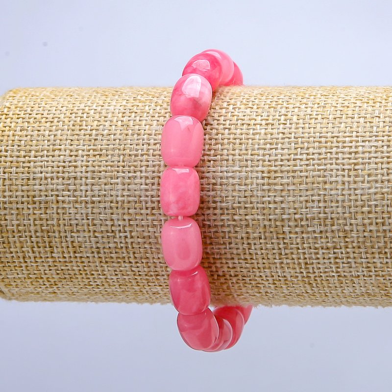 Barrel-shaped synthetic tourmaline bracelet on an elastic band, 9×11 mm diameter, 18 cm length