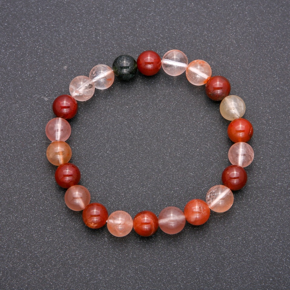 Bracelet with natural Rutile Quartz Assortment on elastic cord, smooth beads, diameter approx. 8 mm, length 18 cm
