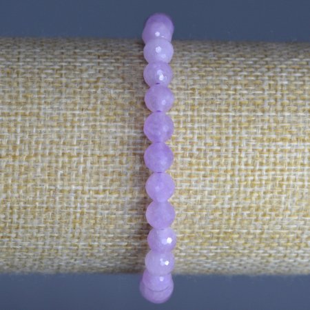 Kunzite bracelet, natural stone, faceted bead, diameter 6 mm, length 18 cm (stretch)