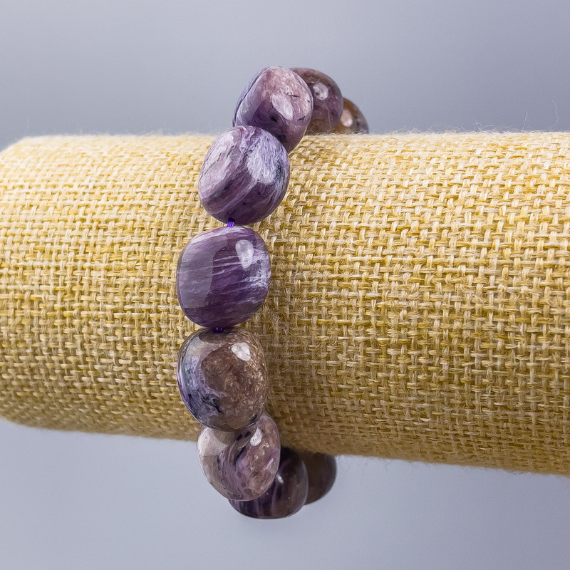 Charoite Bracelet, natural stone – faceted 13x16 mm, length 18 cm (stretch)