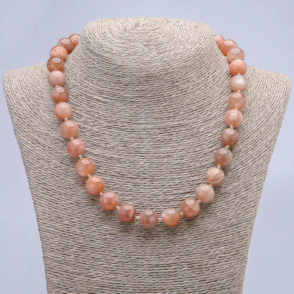 Natural Selenite Necklace with a Smooth Bead, 12 mm Diameter+