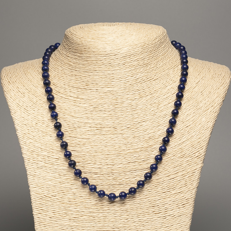 Lazurite necklace with natural stone, smooth bead, 6mm diameter, 50cm length +