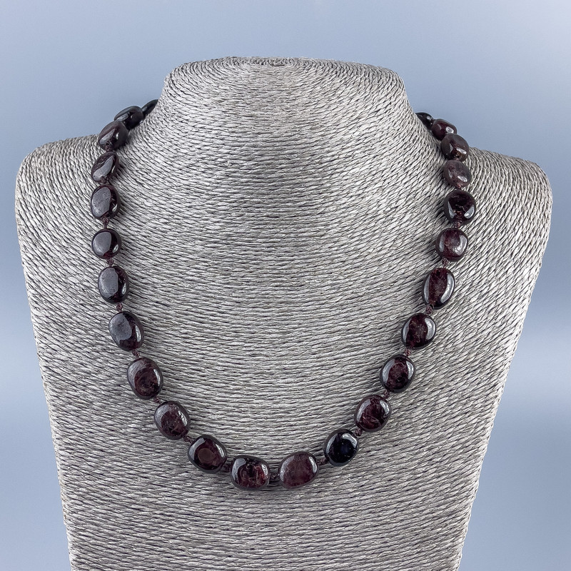 Natural garnet bead necklace, faceted, approx. 15×11×7 mm, length 45 cm