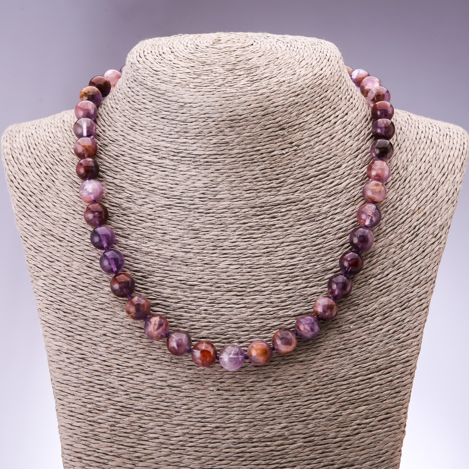 Natural ametrine necklace with smooth beads, diameter 10 mm (±), length 45 cm