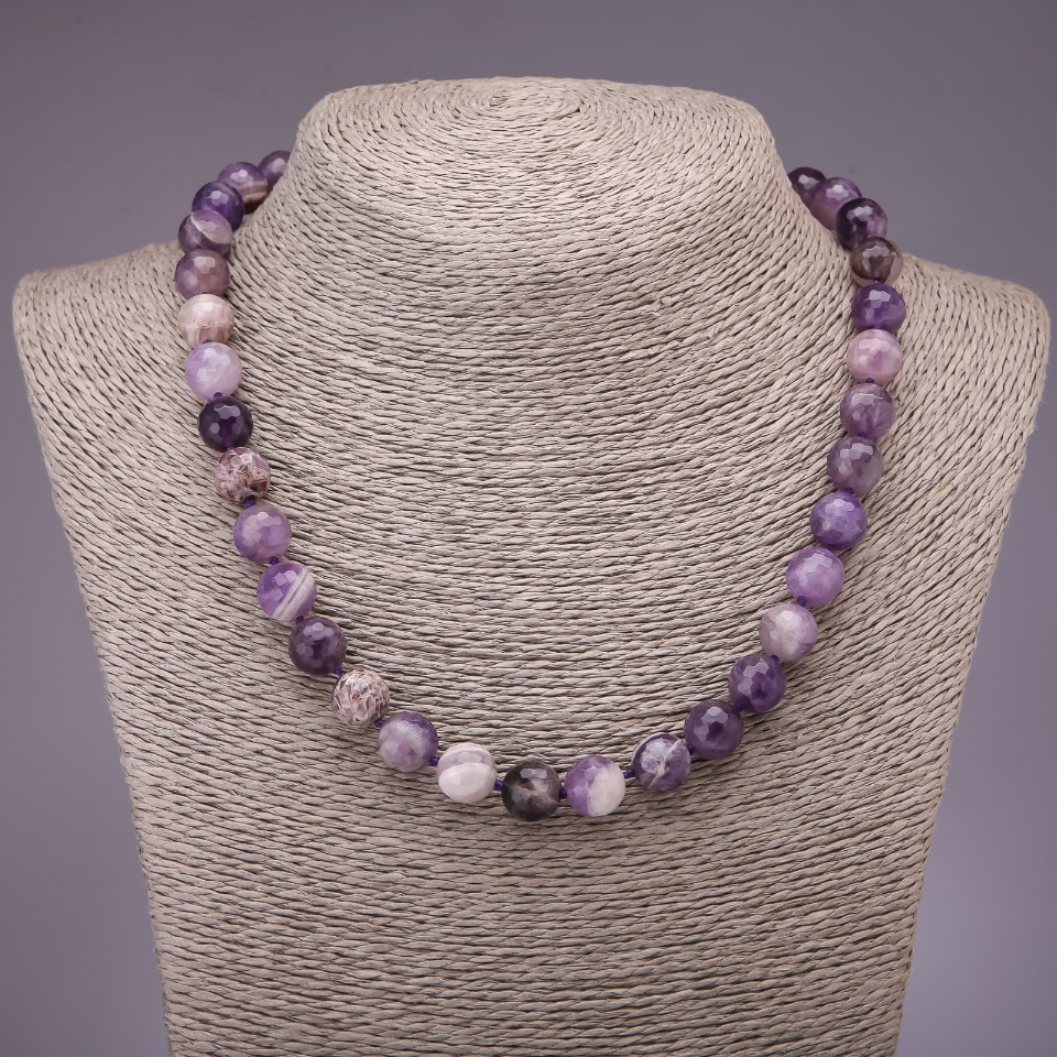 Amethyst Faceted Bead Necklace, 10mm diameter, 45cm length