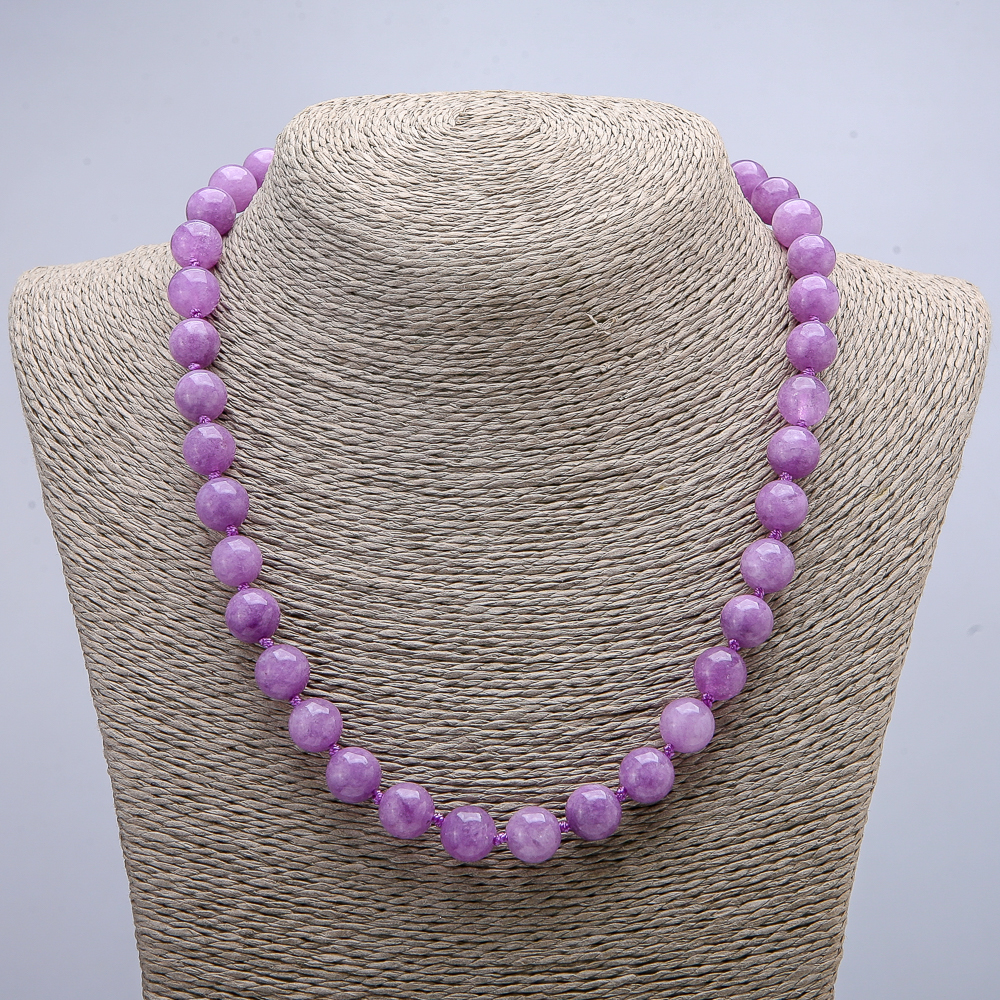 Necklace of natural tinted quartz, smooth bead, diameter 10 mm (±), length 46 cm+