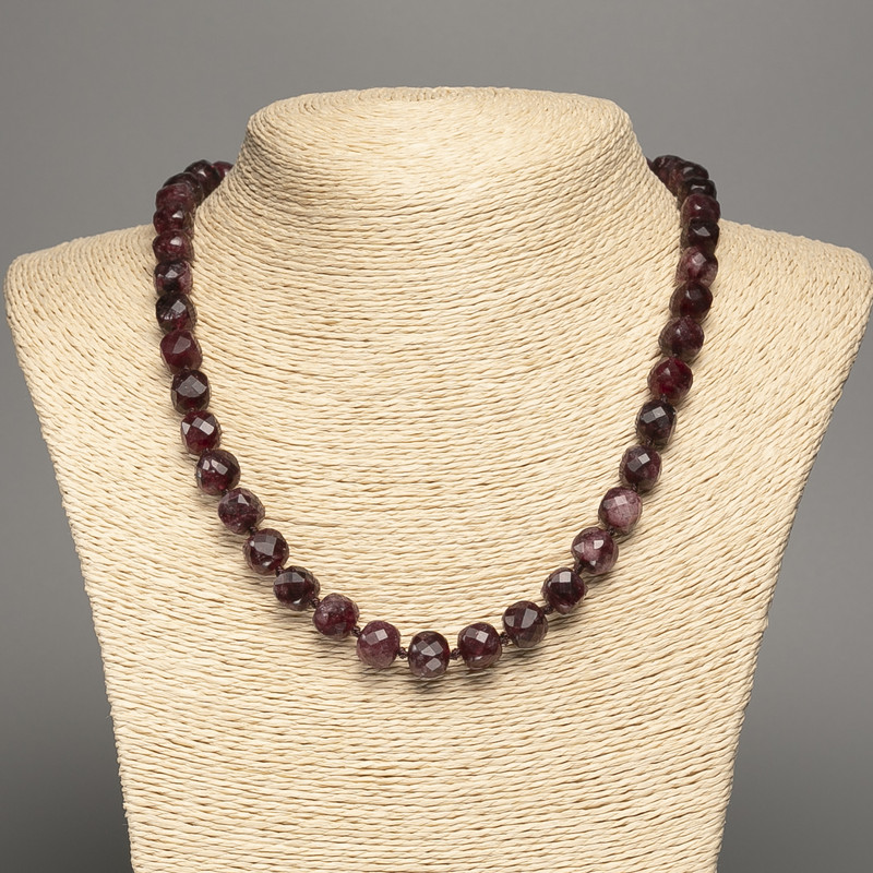 Natural Rubellite Tourmaline Necklace, Faceted Cubes, 9x9 mm, 50 cm length