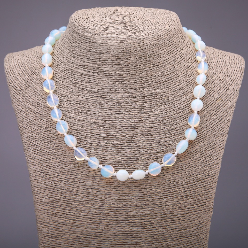 Moonstone Opalite (Synthetic) Faceted Necklace, 8×12 mm, 46 cm length