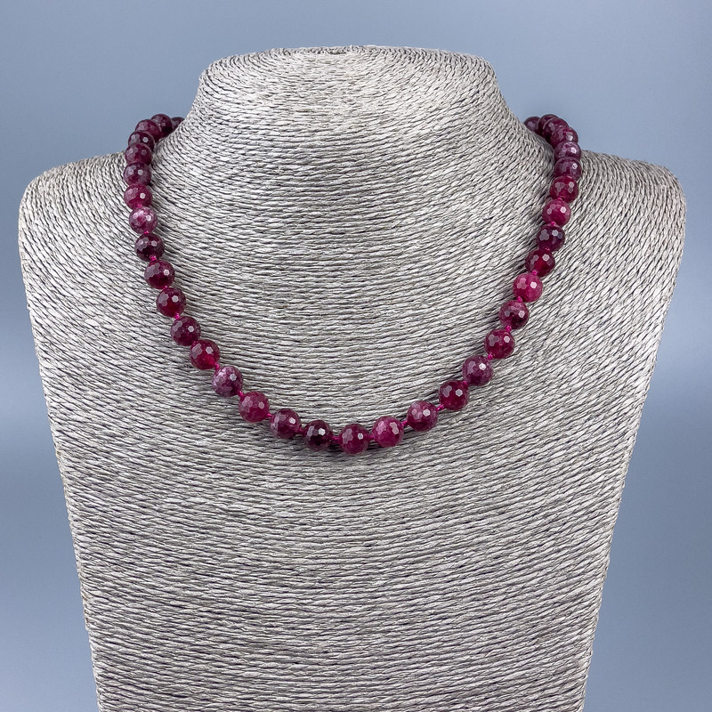 Tourmaline Necklace with Natural Gemstone, Faceted Beads 8 mm Diameter, 46 cm Length