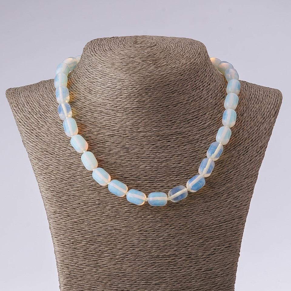 Moonstone Necklace 'Cylinder Barrel', length 45 cm, diameter 10x14 mm