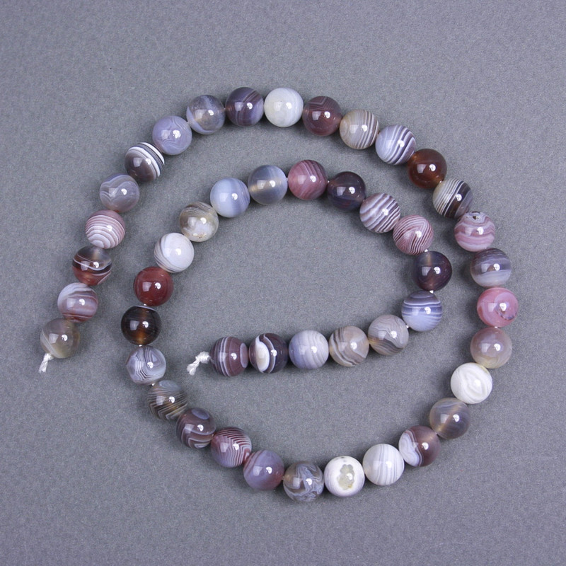 Botswana Agate Beads, natural stone, smooth beads, diameter 8.5 mm ± on thread, length 39 cm+