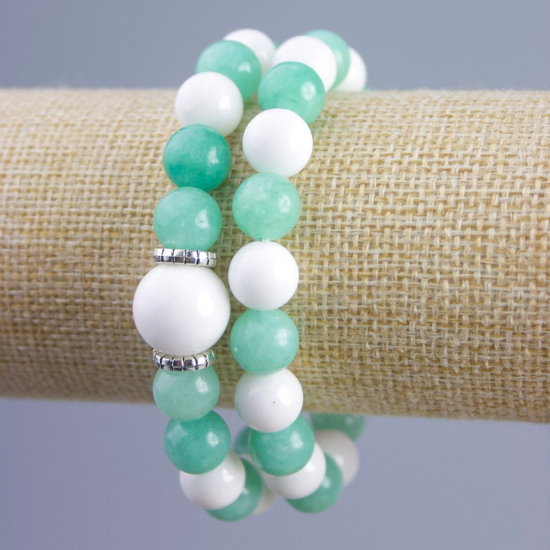 Matching Bracelet in Jadeite and White Agate