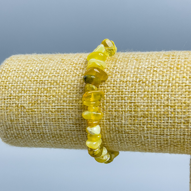 Yellow Agate Bracelet with Galtivka Beads, diameter 8x11–6x8 mm, length 18 cm (stretch)