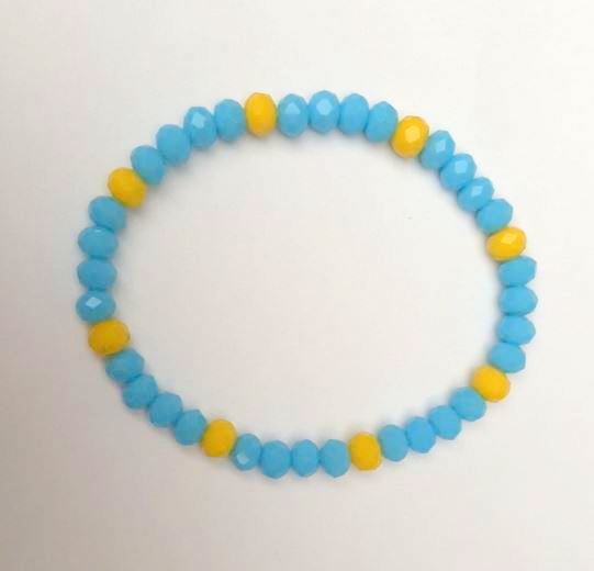 Bracelet "Ukraine" Czech Crystal yellow-blue, diameter 5x6 mm, length 18 cm ± (stretch)