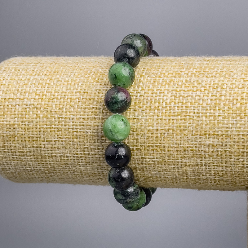 Zoisite Stone Bracelet with Smooth Beads, 10 mm Diameter, 18 cm Length, Stretch