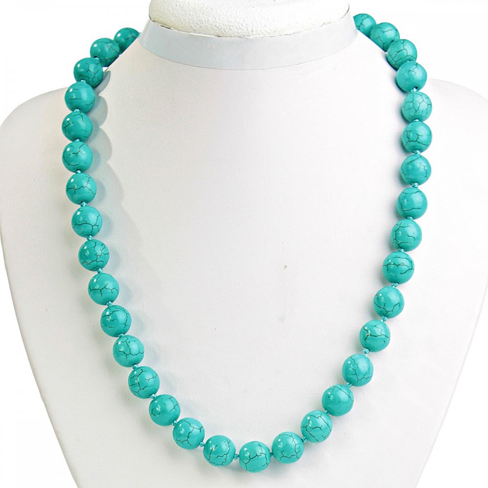 Green Turquoise Beads with Veining, 12mm, 46 cm