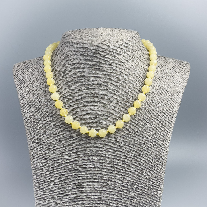 Citrine stone necklace with opaque faceted beads, 8 mm diameter, 48 cm long
