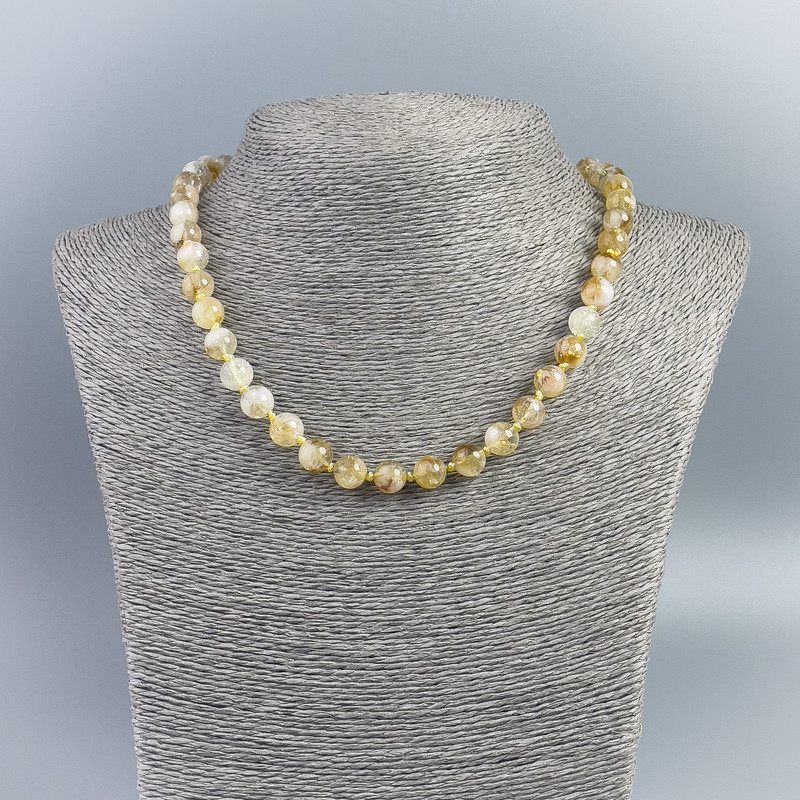 Natural Citrine gemstone necklace - smooth bead, 8.5 mm diameter, 48 cm length