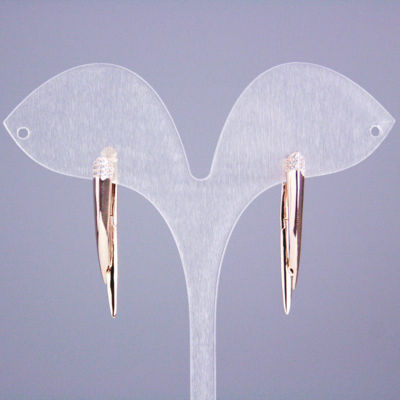 Xuping Earrings 18K Gold-Plated with White Crystals, 33mm Length