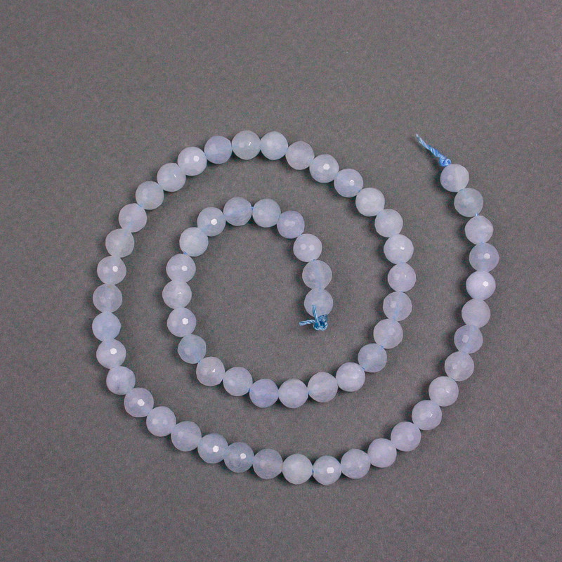 Aquamarine beads on a thread, natural stone, faceted round beads, diameter 6.5 mm, length 38 cm