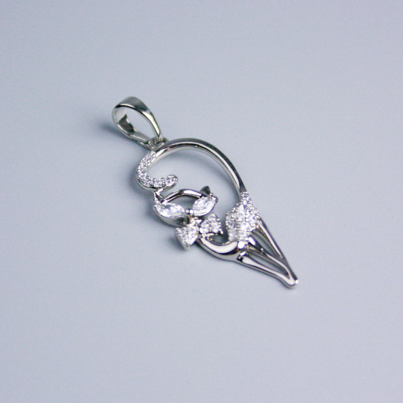 Pendant Xuping Rhodium 'Cat' with White Crystals 27x13 mm+