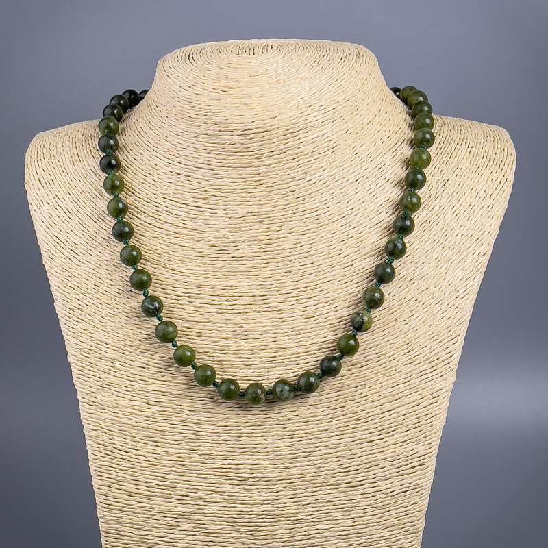 Imitation Jadeite Necklace with Smooth Acrylic Beads, 8.5 mm Diameter, 50 cm Length