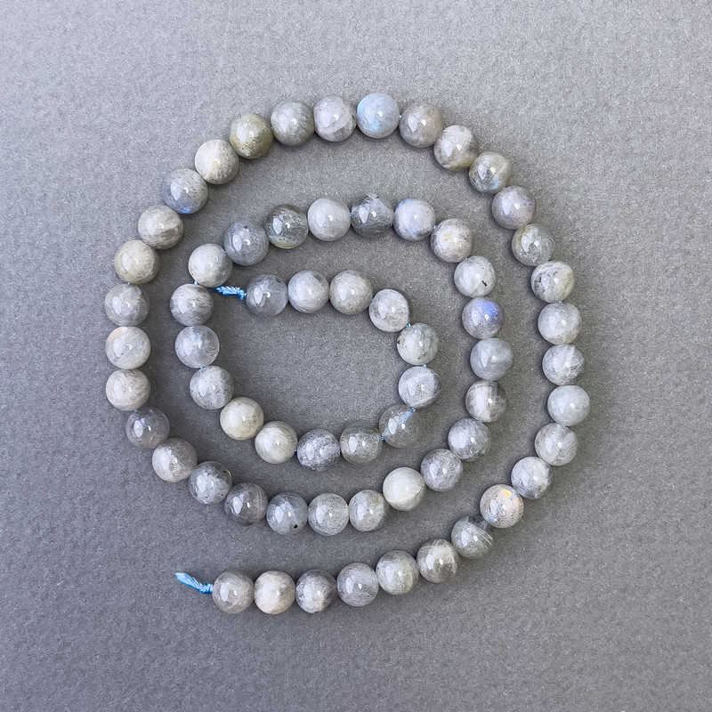 Labradorite Beads, Natural Stone, Smooth Round Beads, Diameter 6.5 mm, Length about 39 cm