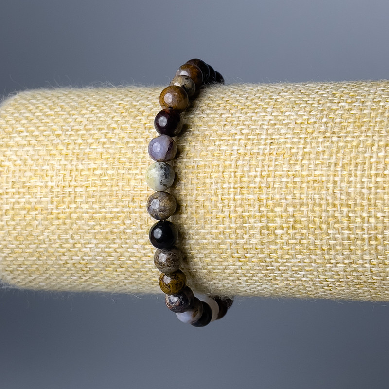 Petersite Bracelet, Natural Stone, Smooth Bead, 6.5 mm Diameter, 18 cm Length (Stretch)