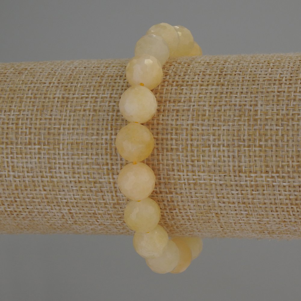 Bracelet with natural citrine, faceted bead, 10mm diameter, 18cm length (stretch)