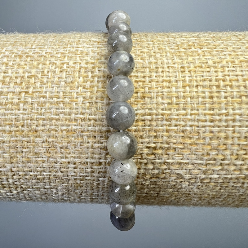 Labradorite bracelet with natural stone, smooth beads, 6 mm diameter, 18 cm length ± (stretch)