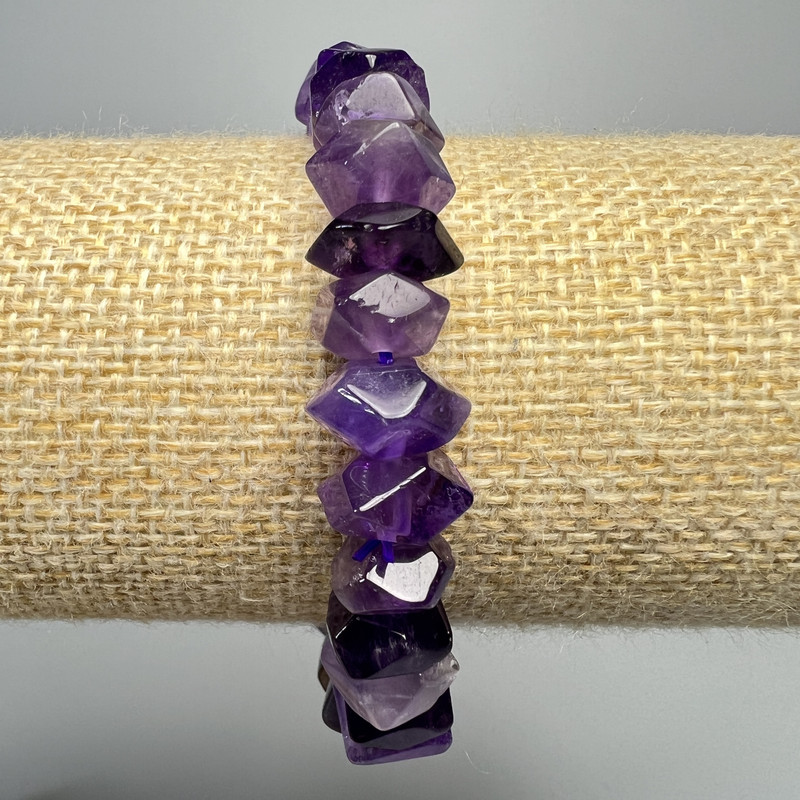 Amethyst bracelet, natural stone, faceted rondelle beads, diameter 10×7 mm, length 18 cm, (stretch)