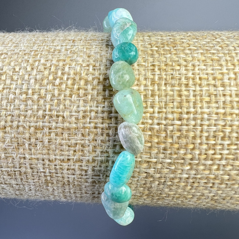 Amazonite bracelet, natural stone, faceted, diameter 6x7 mm +/-, length 18 cm +/- (stretch)