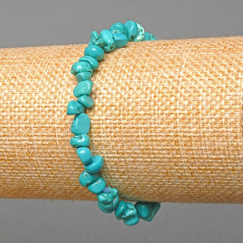 Turquoise Blue Chip Bracelet, 6x4 mm beads, length 18 cm (stretch)