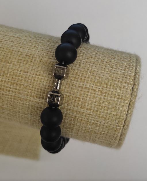 Shungite Bracelet (Artificial) 'Dumbbell', 10 mm diameter, length 18 cm ± (stretch)