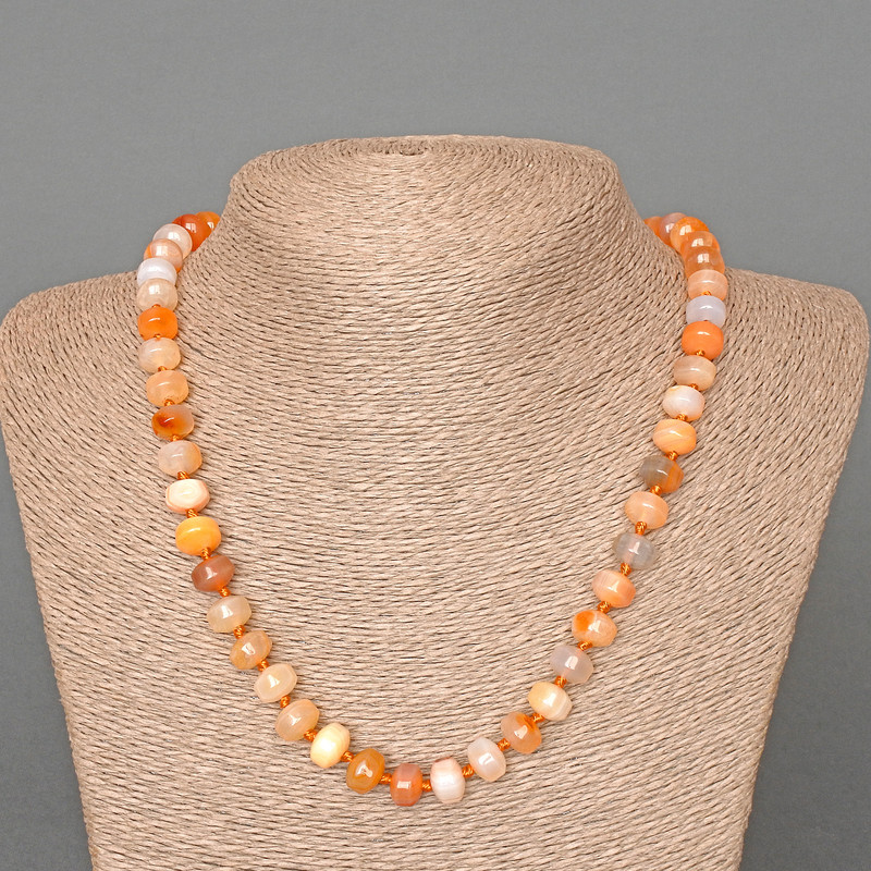 Carnelian Necklace with natural stone, smooth rondels, diameter 9×7 mm, length 49 cm